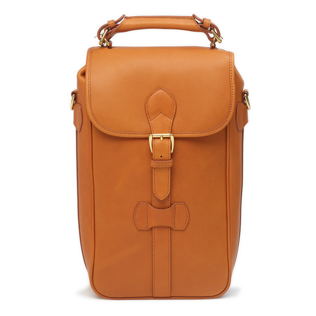 Two Bottle Wine Bag in Cognac Leather jholland.co