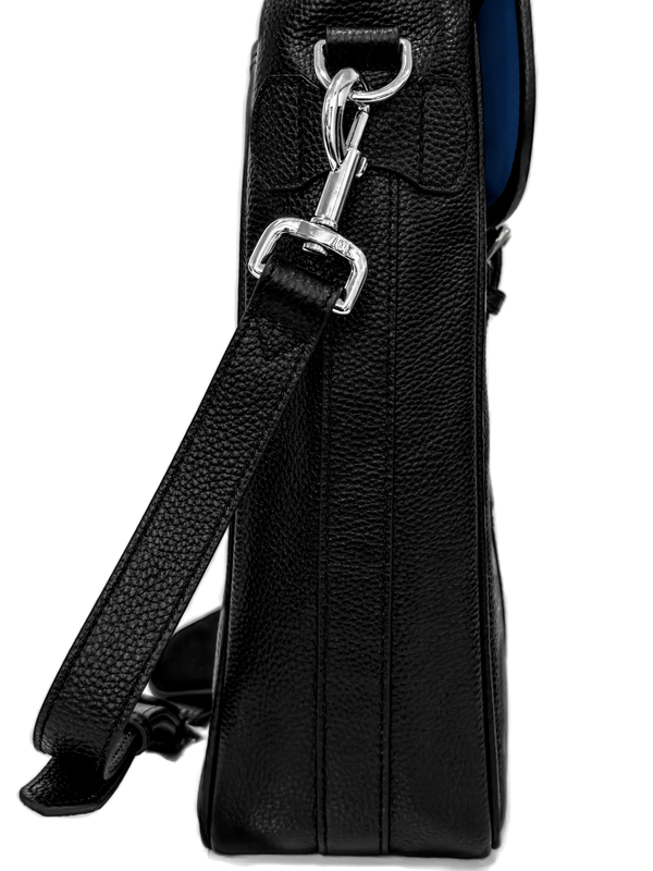 Two Bottle Wine Bag in Black Pebble Leather