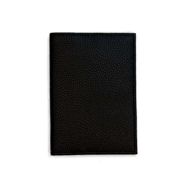 Passport Wallet in Black Pebble Leather