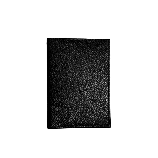 Passport Wallet in Black Pebble Leather